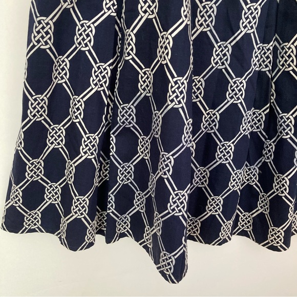 Jones New York Navy Blue & White Celtic Knot Pleated Cotton Skirt Size 8 EUC - Picture 9 of 10